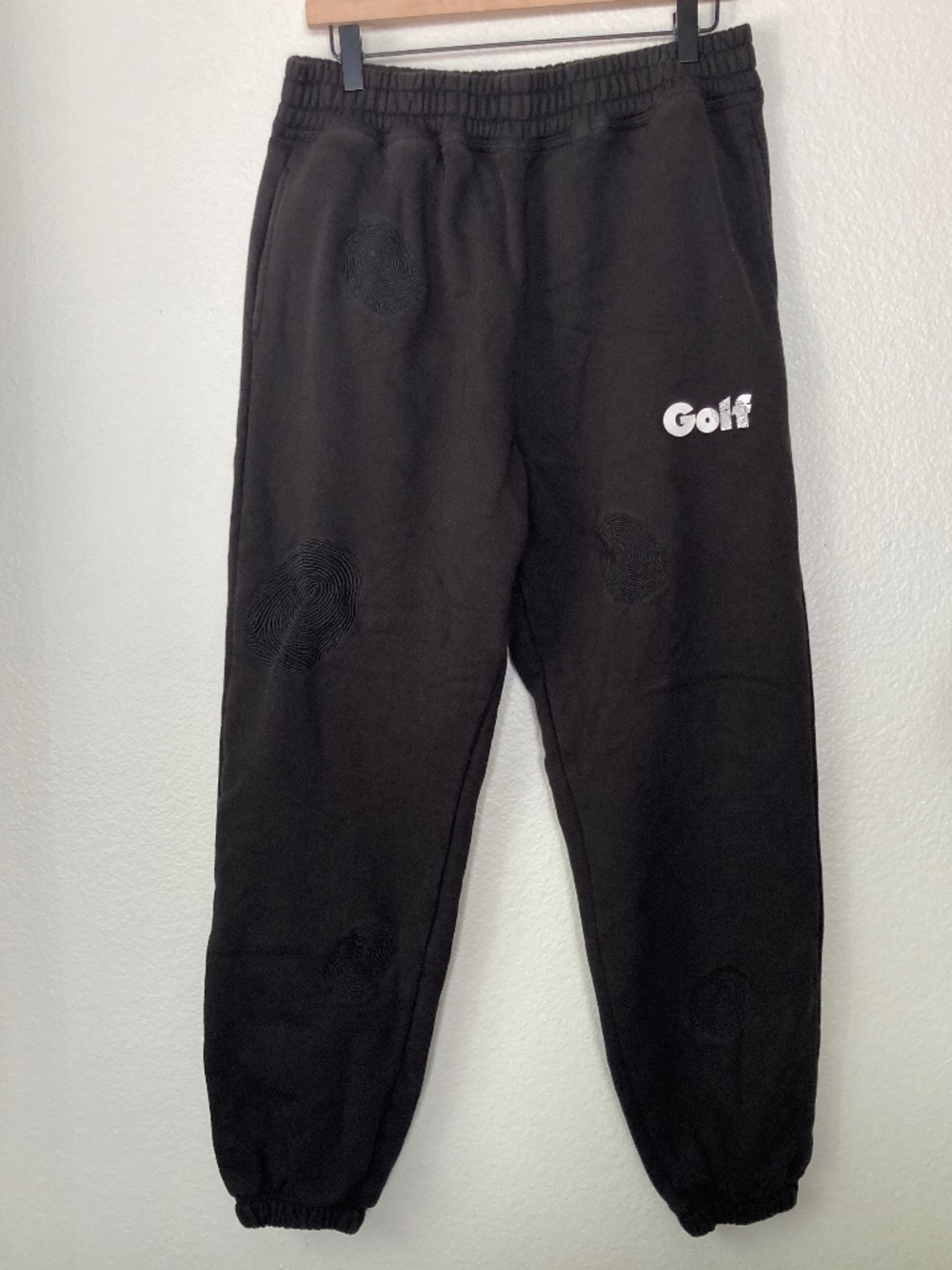 Golf Wang Men's Black Joggers Medium Tyler The Creator Fingerprints Streetwear